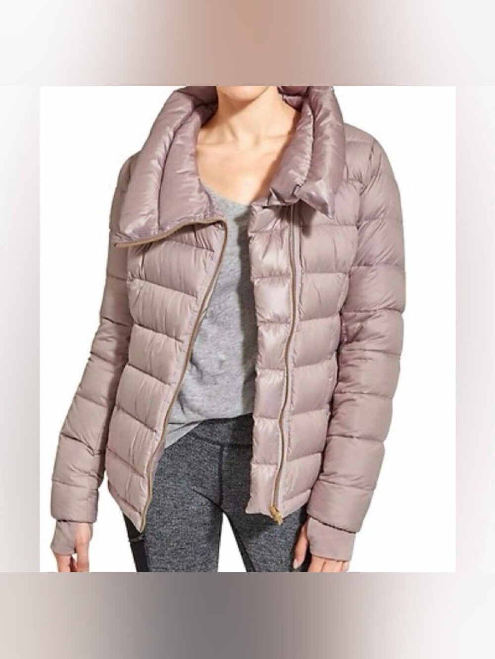 Athleta down about jacket motto zip puffer coat XXS Athleisure outdoor pink